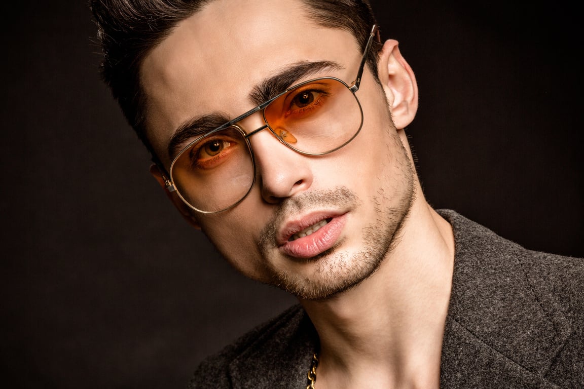 Model man in glasses